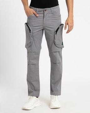men slim fit flat-front cargo pants