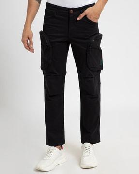 men slim fit flat-front cargo pants