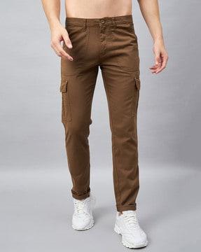 men slim fit flat-front cargo pants