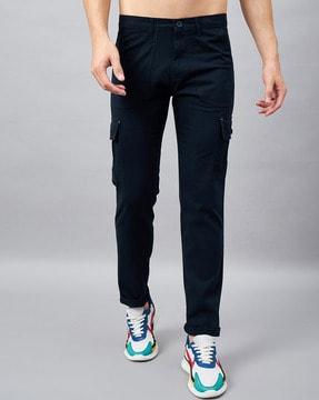 men slim fit flat-front cargo pants