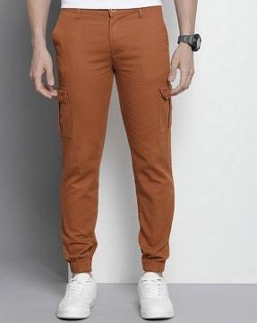 men slim fit flat-front cargo pants