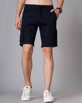 men slim fit flat-front cargo shorts