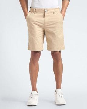 men slim fit flat-front chinos shorts