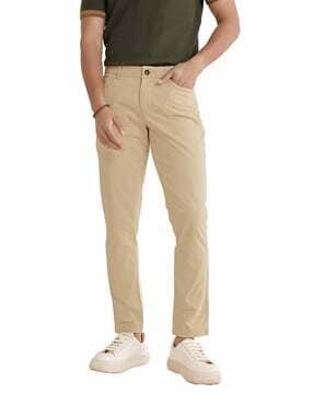 men slim fit flat-front chinos