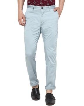 men slim fit flat-front chinos