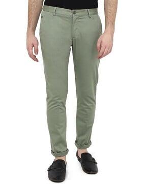 men slim fit flat-front chinos