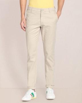 men slim fit flat-front chinos