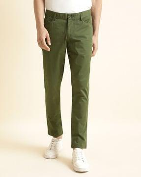 men slim fit flat-front chinos