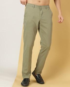 men slim fit flat-front chinos