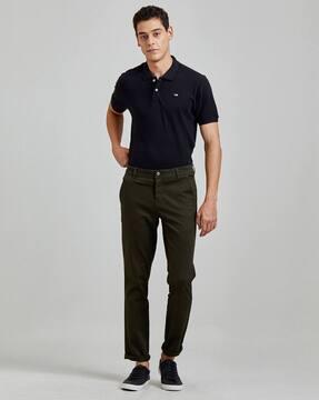 men slim fit flat-front chinos