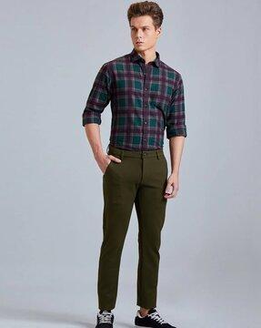 men slim fit flat-front chinos