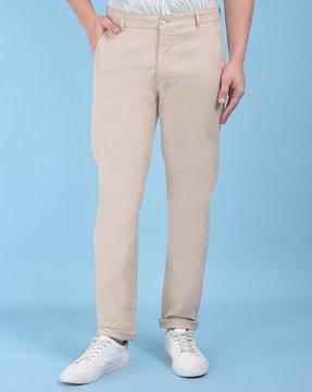 men slim fit flat-front chinos