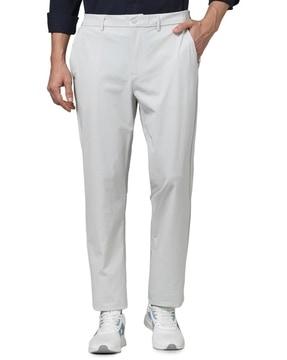 men slim fit flat-front chinos