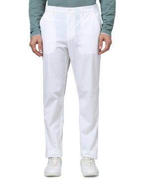 men slim fit flat-front chinos