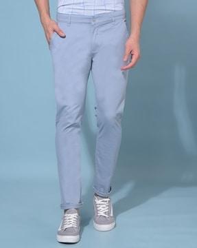 men slim fit flat-front chinos