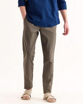 men slim fit flat-front chinos