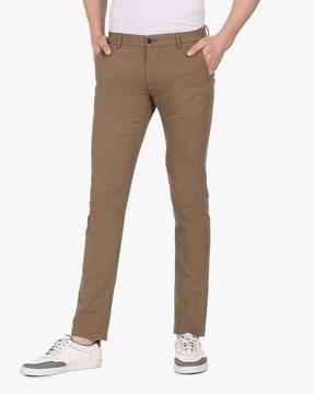 men slim fit flat-front chinos