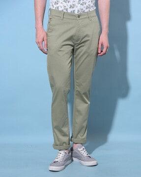 men slim fit flat-front chinos