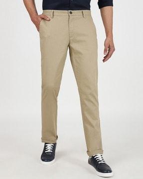 men slim fit flat-front chinos