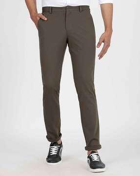 men slim fit flat-front chinos