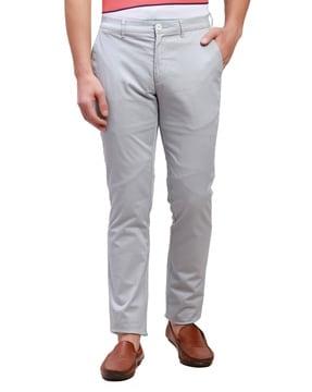 men slim fit flat-front chinos