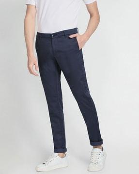 men slim fit flat-front chinos