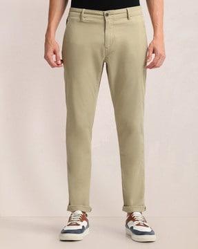 men slim fit flat-front chinos