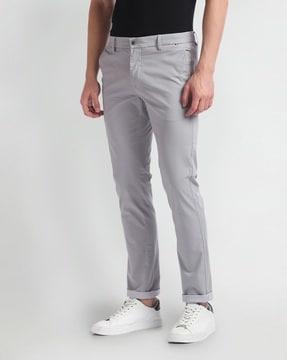 men slim fit flat-front chinos