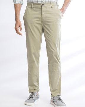 men slim fit flat-front chinos