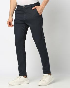 men slim fit flat-front chinos