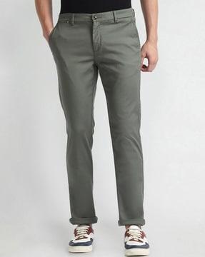 men slim fit flat-front chinos