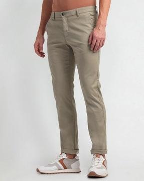 men slim fit flat-front chinos