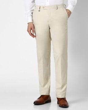 men slim fit flat-front chinos