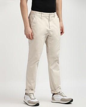 men slim fit flat-front chinos