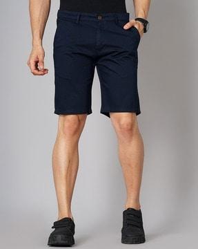 men slim fit flat-front city shorts