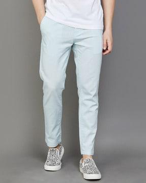 men slim fit flat-front pants