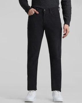 men slim fit flat-front pants