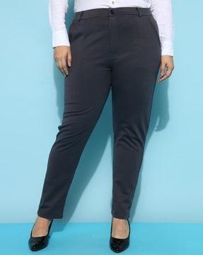 men slim fit flat-front pants