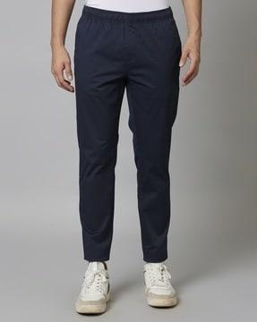 men slim fit flat-front pants