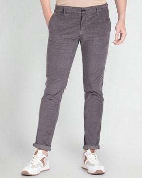 men slim fit flat-front pants