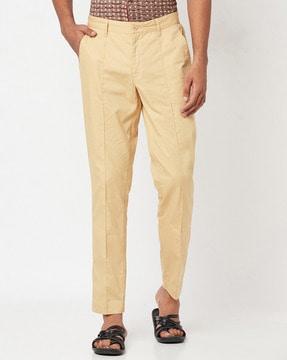 men slim fit flat-front pants