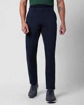 men slim fit flat-front pants