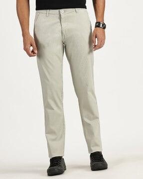 men slim fit flat-front pants