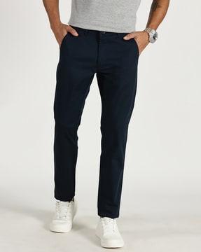 men slim fit flat-front pants