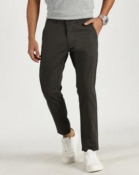 men slim fit flat-front pants