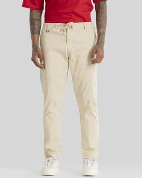 men slim fit flat-front pants