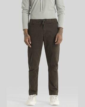 men slim fit flat-front pants