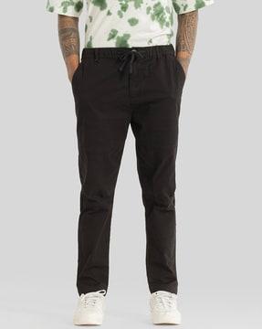 men slim fit flat-front pants