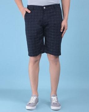 men slim fit flat-front shorts