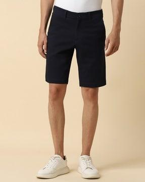 men slim fit flat-front shorts